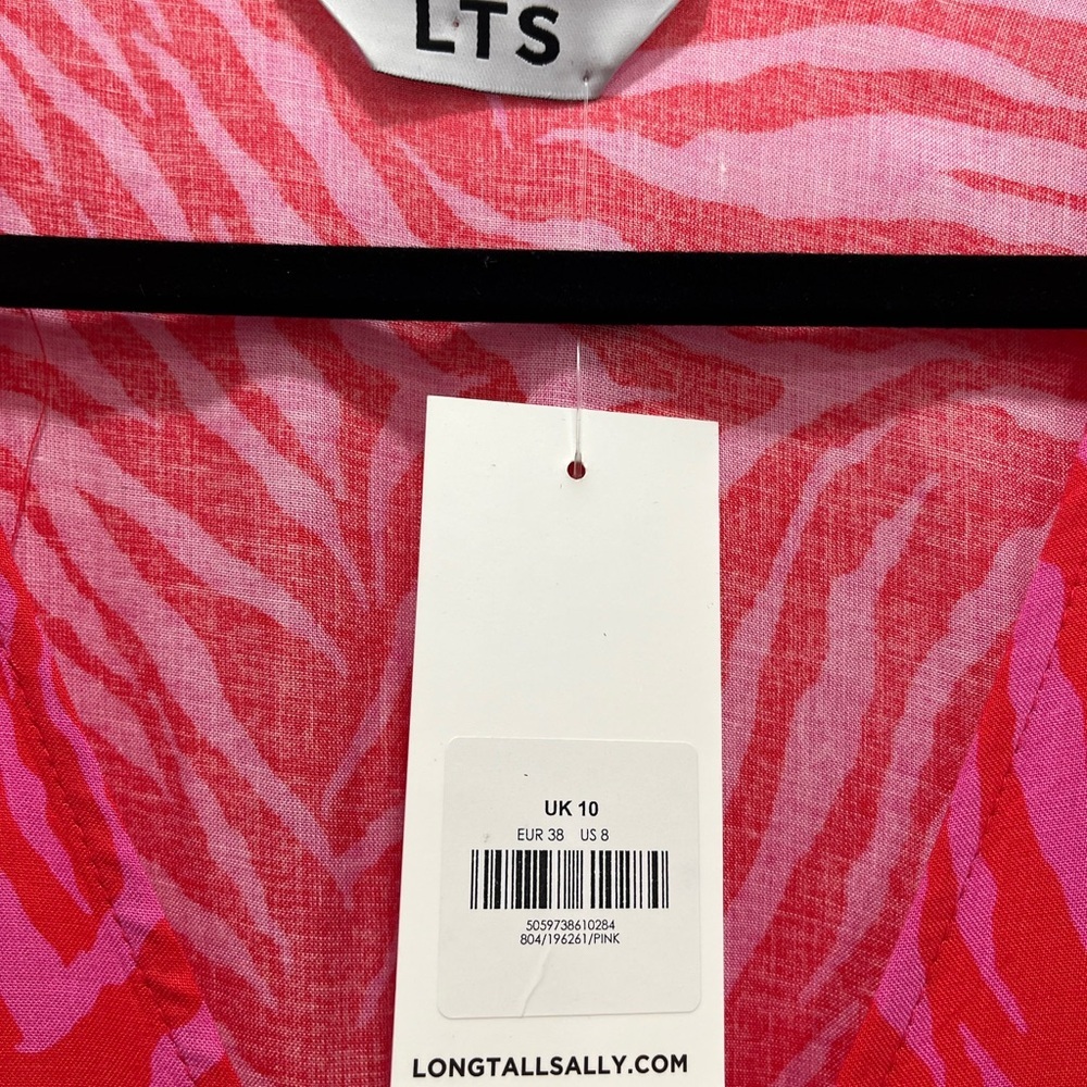 NWT LTS |‎ Long Tall Sally Bright Pink Zebra Print Midi Tea Dress Size 8 Tall - Picture 7 of 16